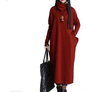 Oversized Maroon cowl neckline long sleeve maxi